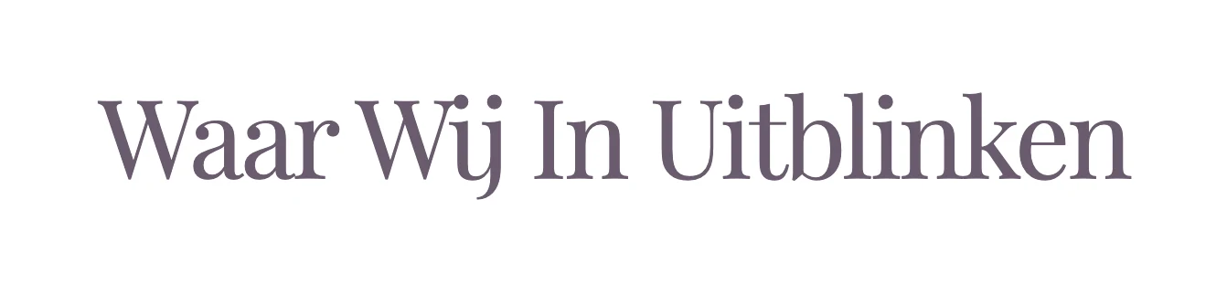 A homepage subheading in Playfair Display: Waar Wij In Uitblinken