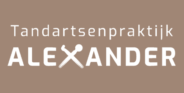 Tandartsenpraktijk Alexander logo, on taupe