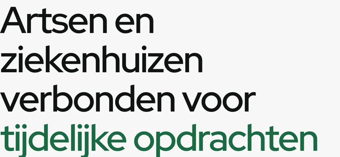 A heading in Red Hat Display: Artsen en ziekenhuizen verbonden voor tijdelijke opdrachten