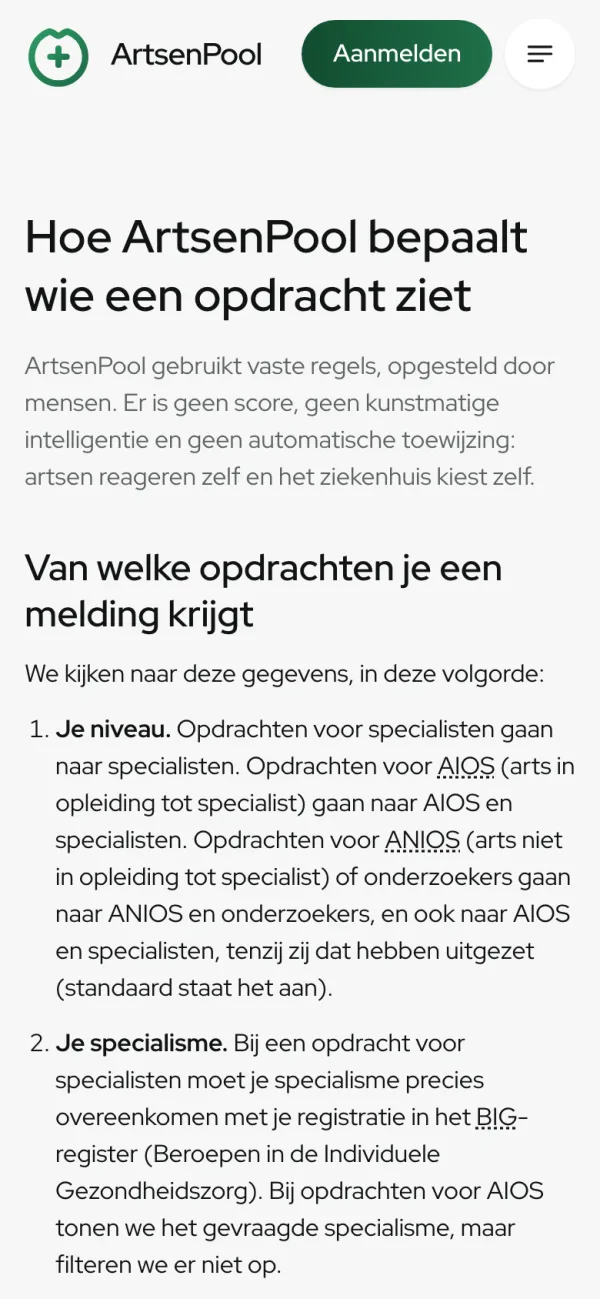 The Transparency page of artsenpool.com on a phone