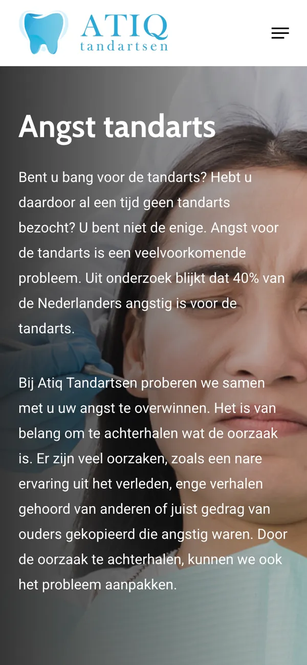 The Anxious patients page of tandarts-zwolle.nl on a phone
