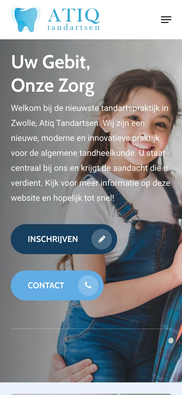 Screen of tandarts-zwolle.nl: Choose your way in
