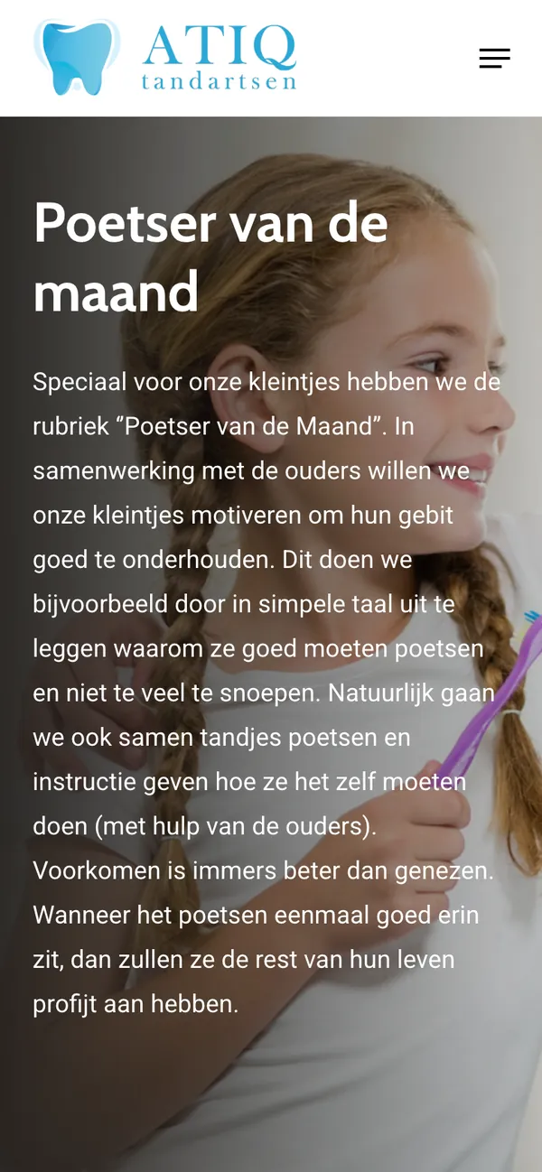 Screen of tandarts-zwolle.nl: For the little ones