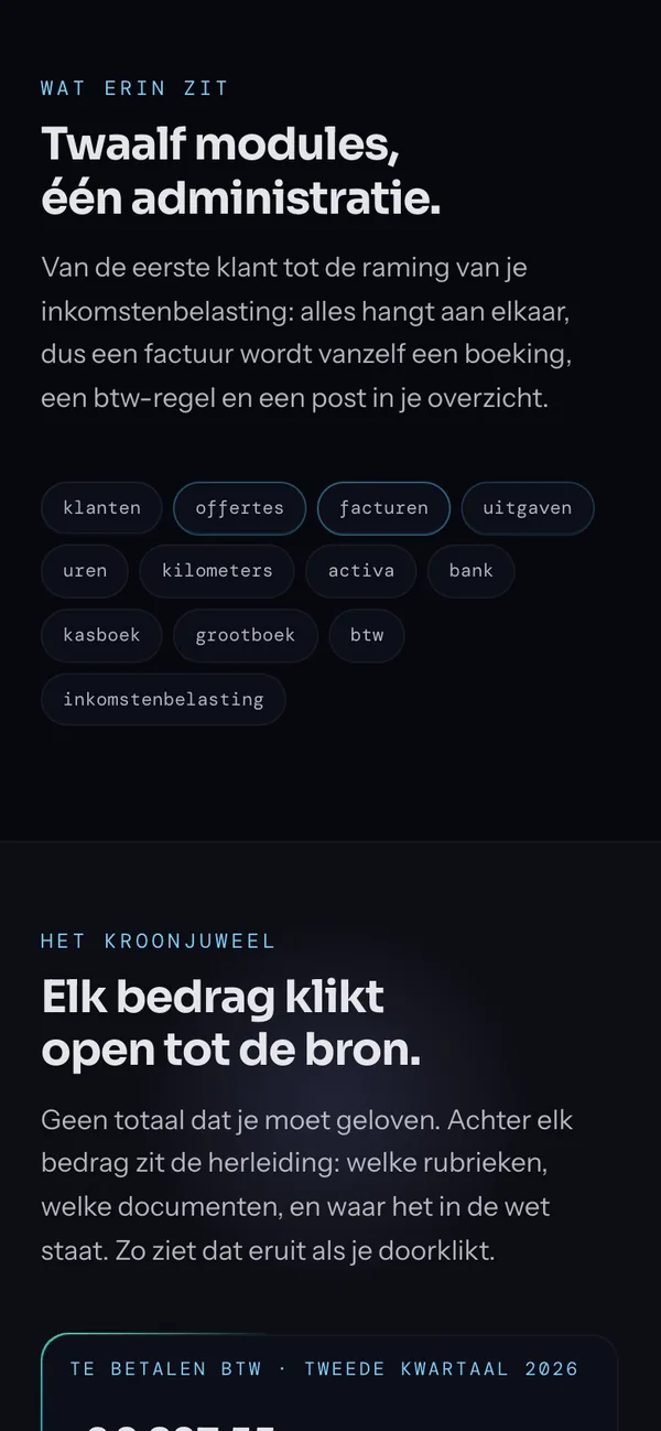 Screen of basestep.io on a phone (in Dutch): What is inside