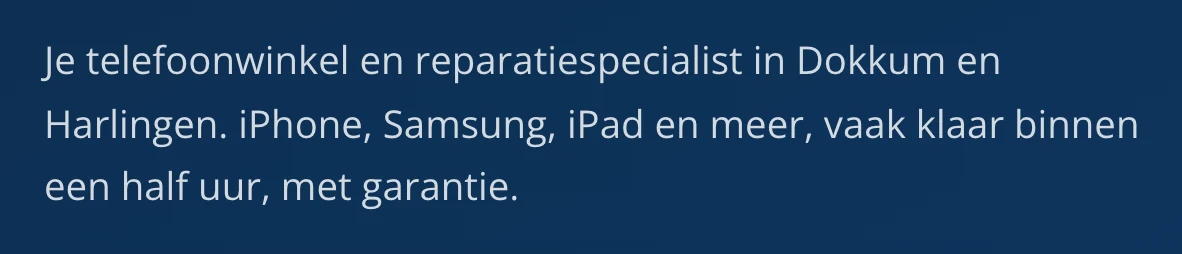 Lopende tekst van de homepage in Open Sans