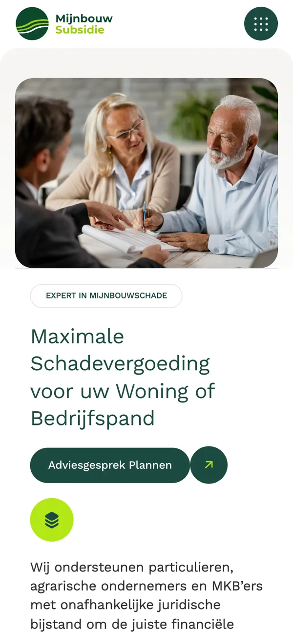 The Compensation page of mijnbouwsubsidie.nl on a phone