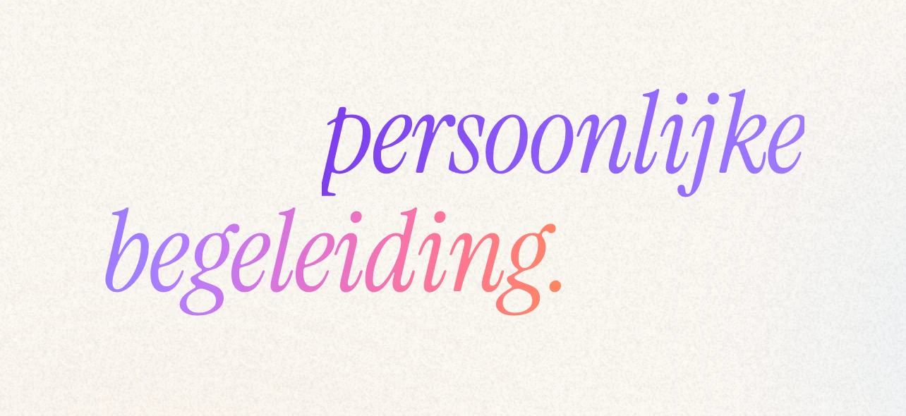 The accent words of the homepage in Instrument Serif: persoonlijke begeleiding.