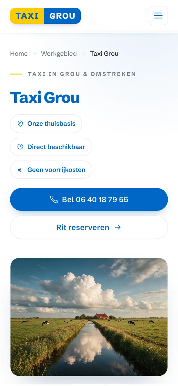 The Taxi Grou page of taxigrou.nl on a phone