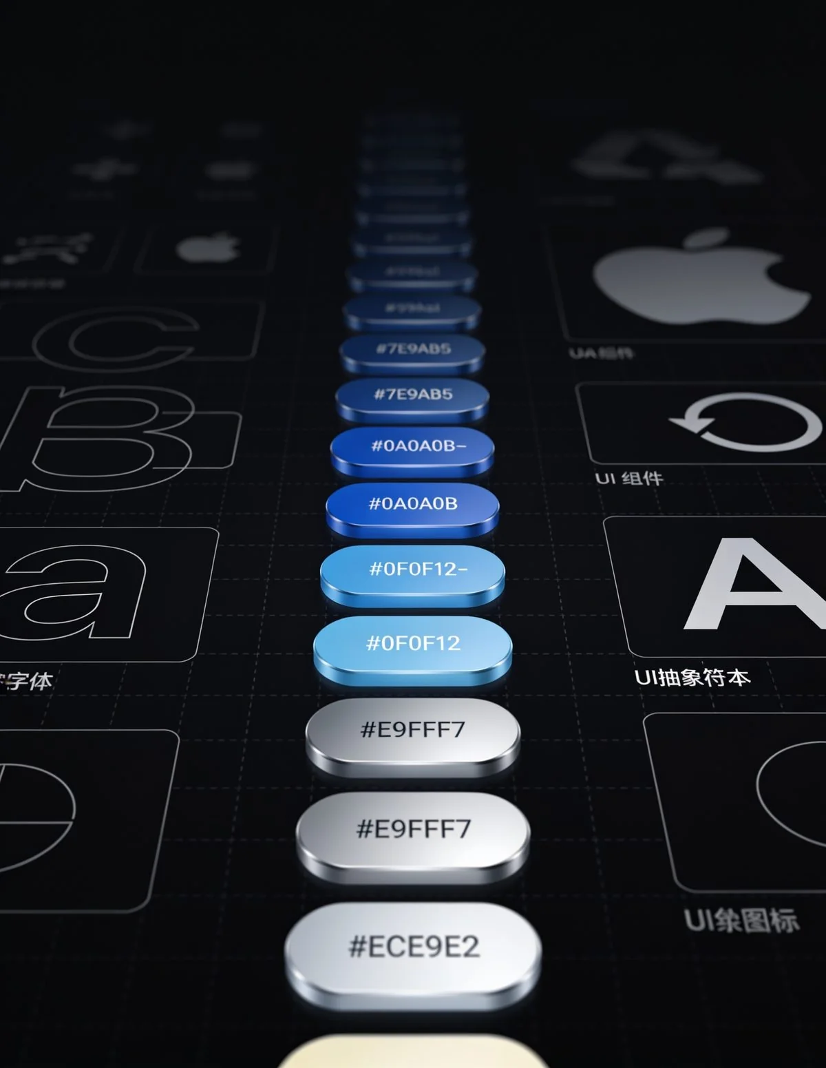 Detail of design work: typography and colour tokens on a screen