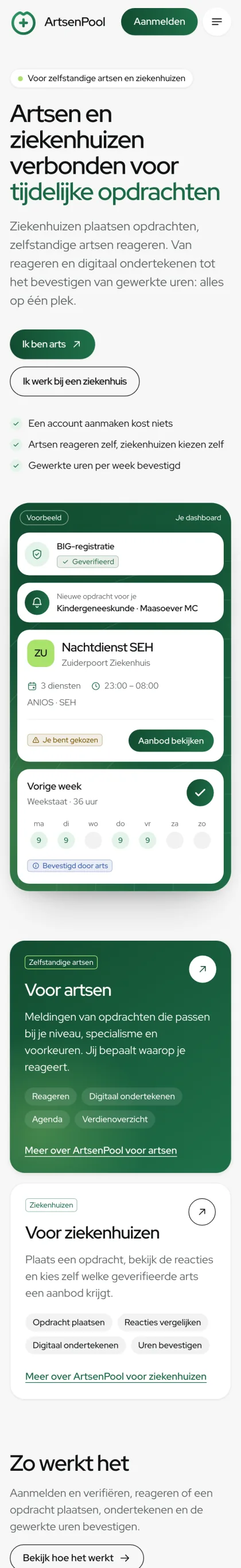 The ArtsenPool website on a phone