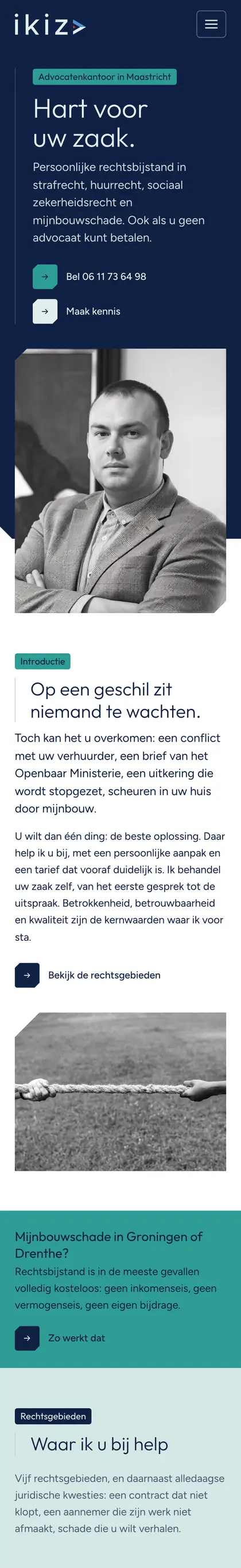 De website van Ikiz op een telefoon