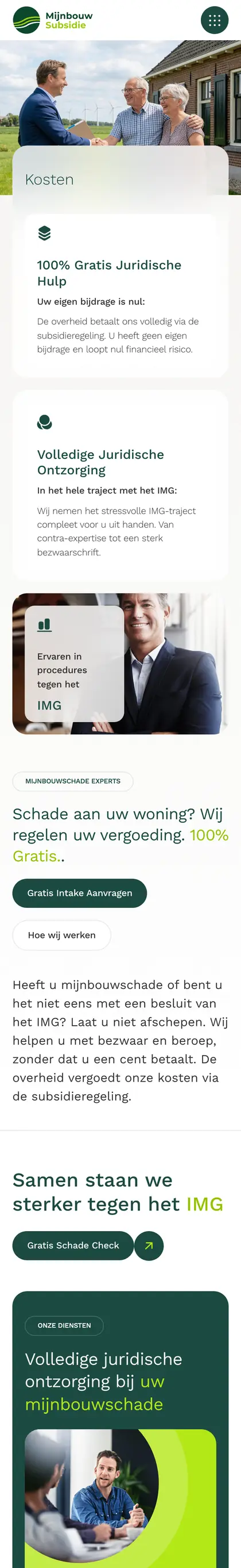 The MijnbouwSubsidie website on a phone