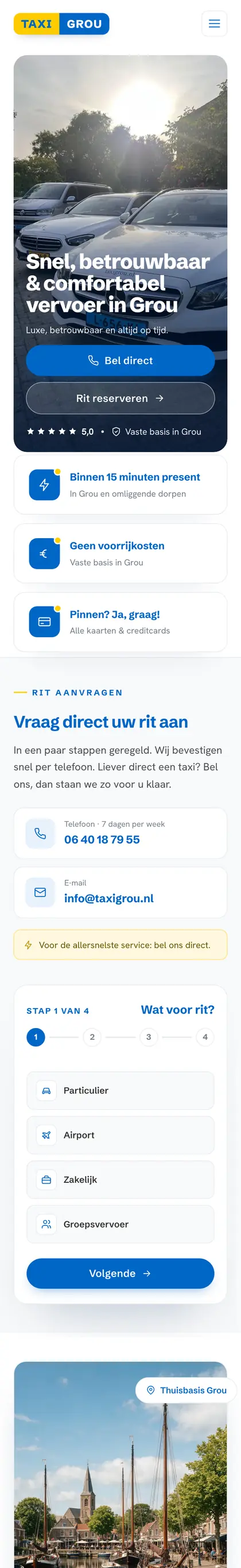 The Taxi Grou website on a phone